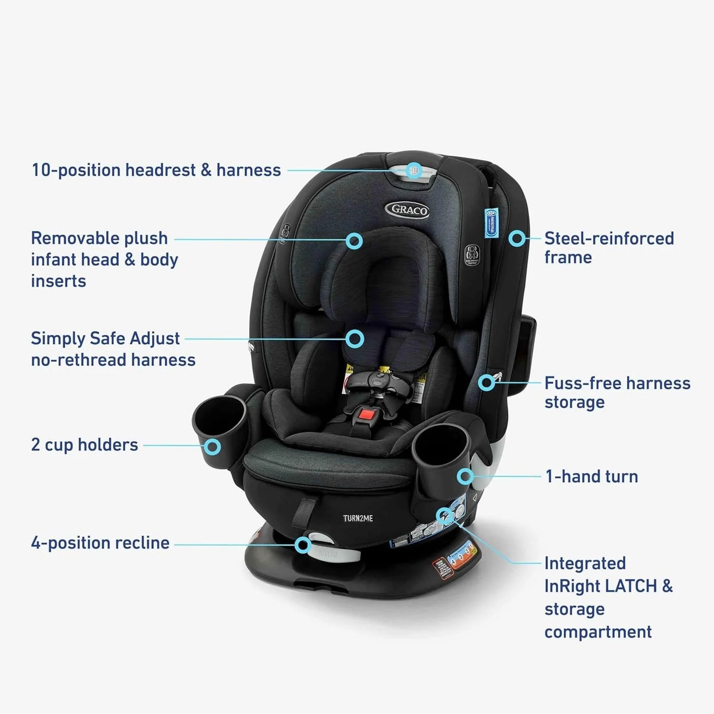 Graco Turn2Me 3-in-1 rotating child car seat, Cambridge