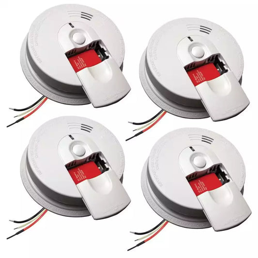 i4618 4-Pack Hardwired Smoke Alarm with Ionization Sensor, 120V AC, 9V Battery Backup