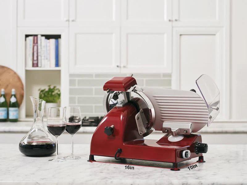 10" Electric Deli Meat Slicer, 240W, Red, Commercial/Home Use