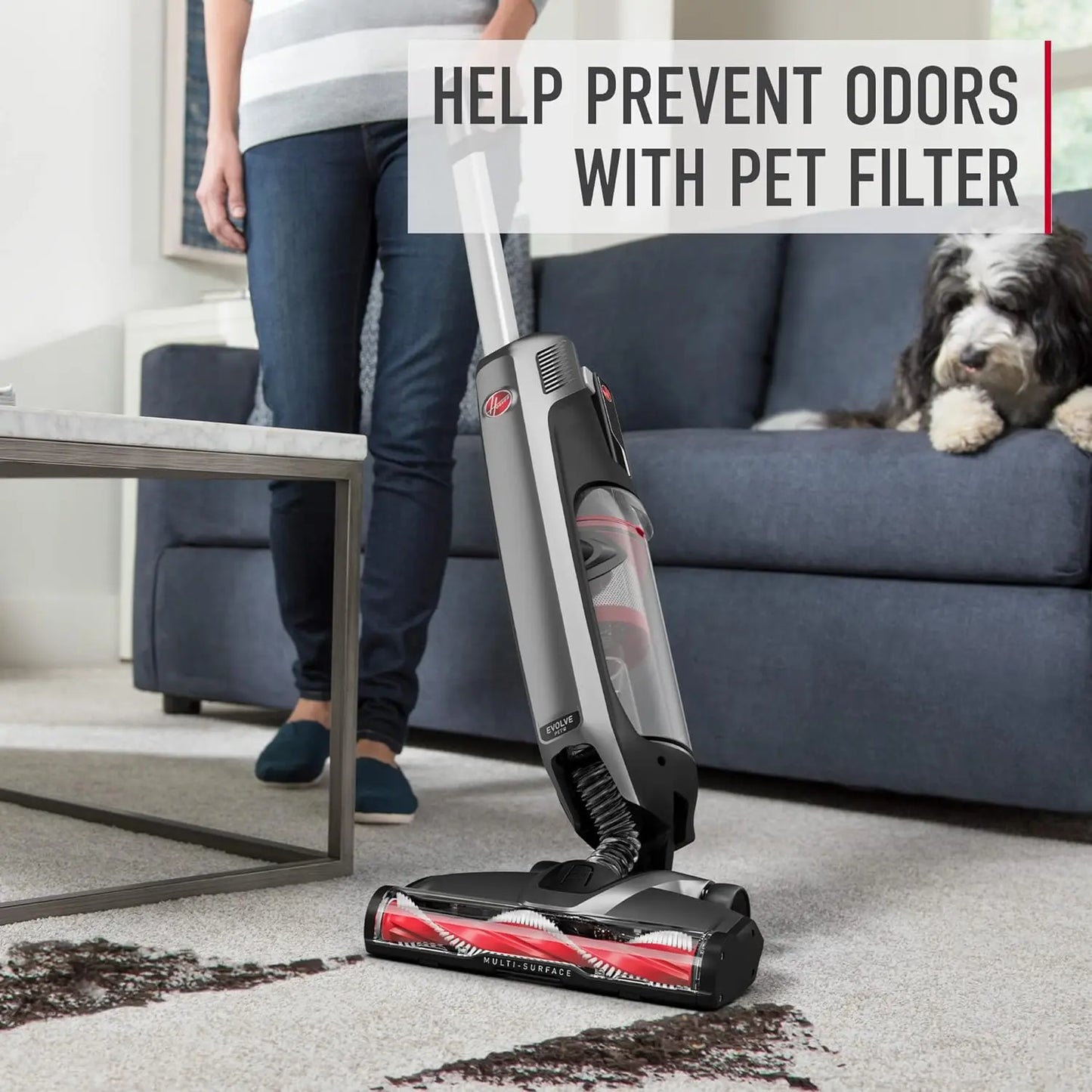 Hoover ONEPWR Evolve Pet Cordless Small Upright Vacuum Cleaner Lightweight Stick Vac For Carpet and Hard Floor BH53422V Black