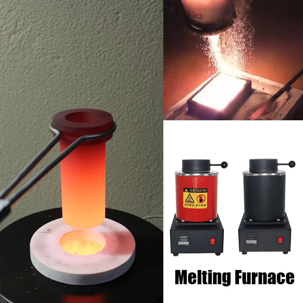 2025 2KG Gold Melting Furnace,1400W 2000F Digital Electric Melting Furnace with Graphite Crucible for Melt Scrap, Silver, Gold, Copper, Aluminum 110V Refining Casting