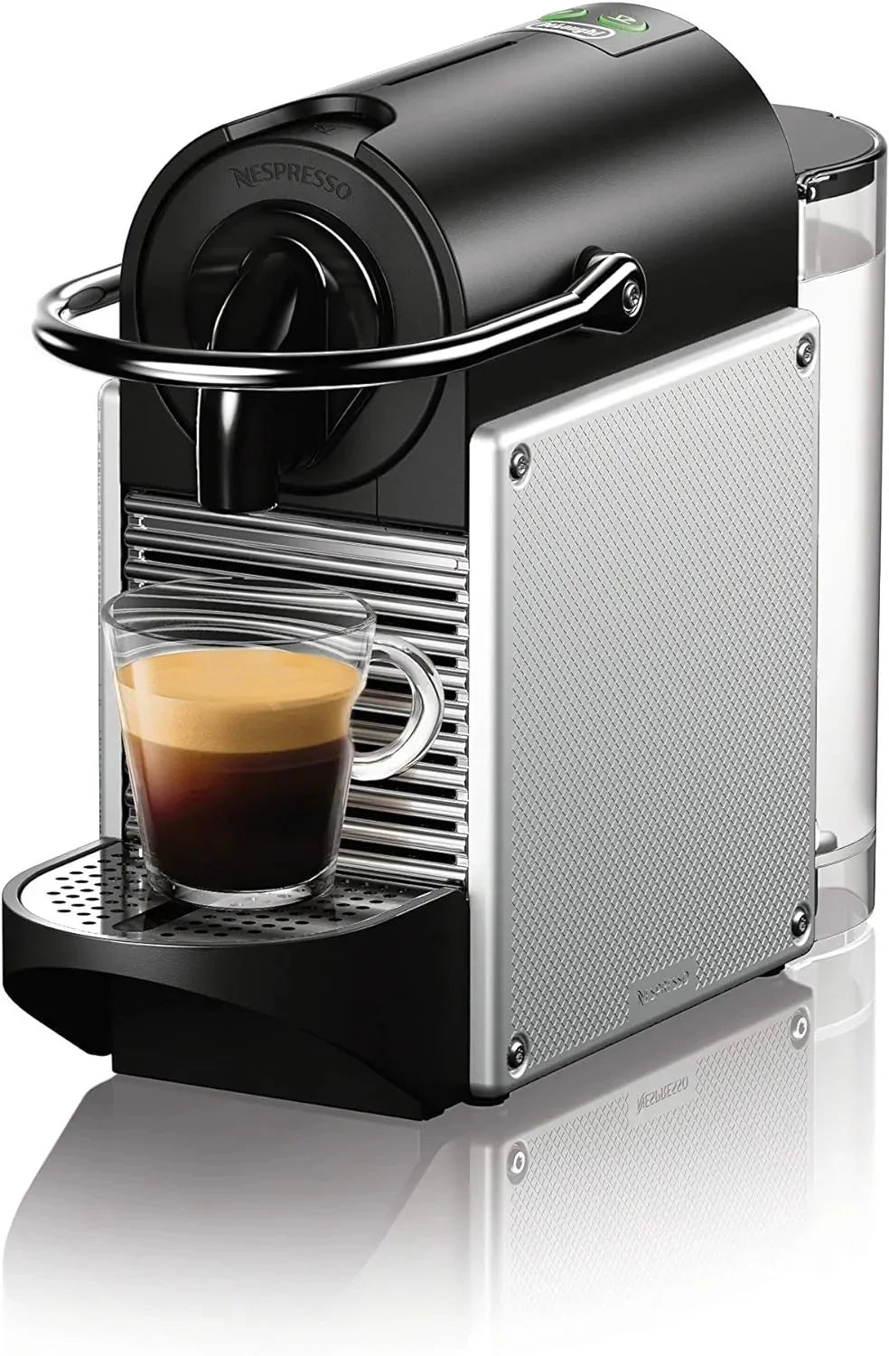 Nespresso Pixie Espresso Machine by DeLonghi, 19-Bar Pump, Compact Aluminum Design, Silver, 1100ml