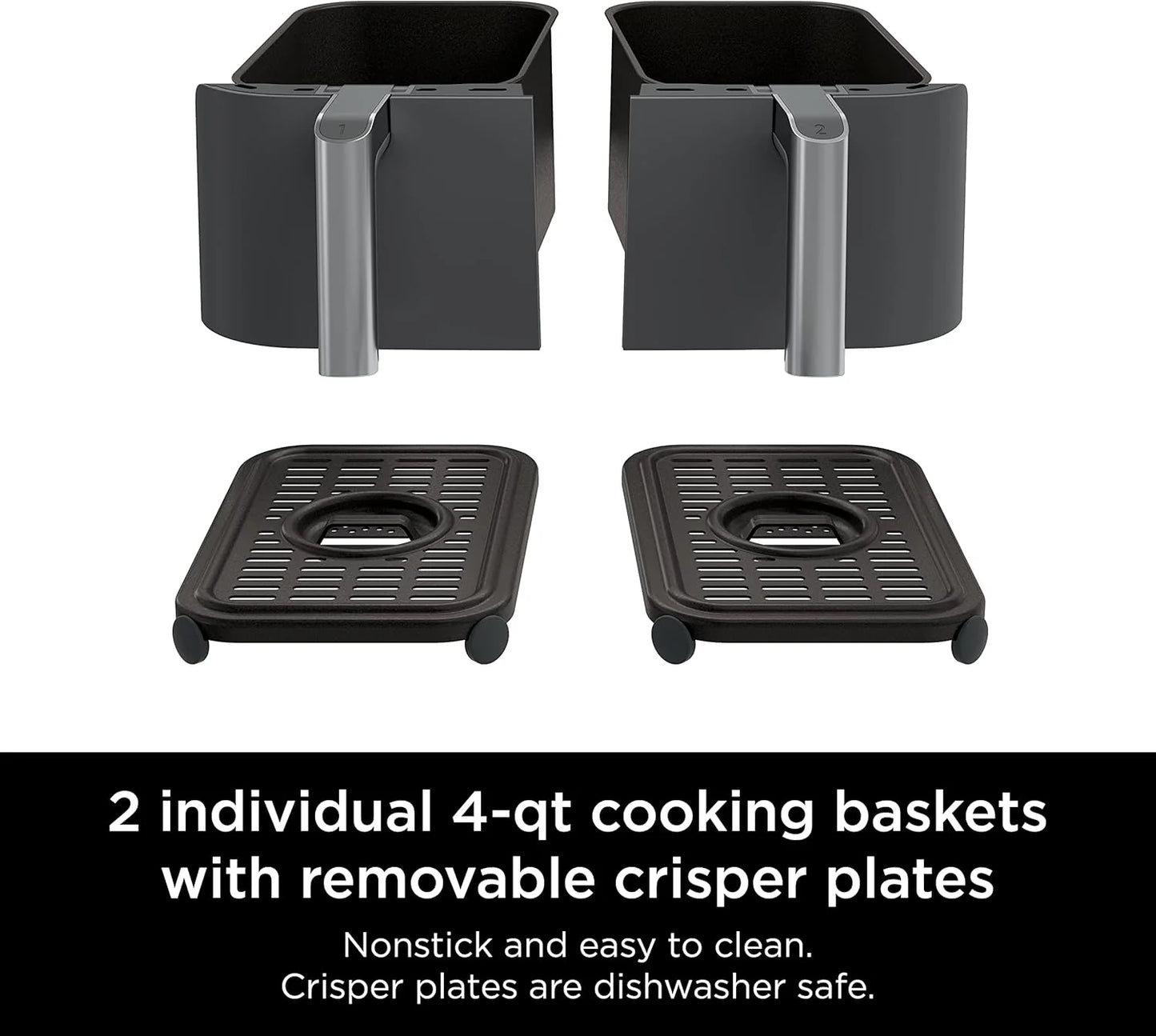 Ninja Foodi 10QT 6-in-1 DualZone Smart XL Air Fryer, 2 Independent 5QT Baskets, Smart Cook Thermometer, Match Cook, Smart Finish, Air Fry, Roast, Bake, Dehydrate, Reheat, Grey, DZ550