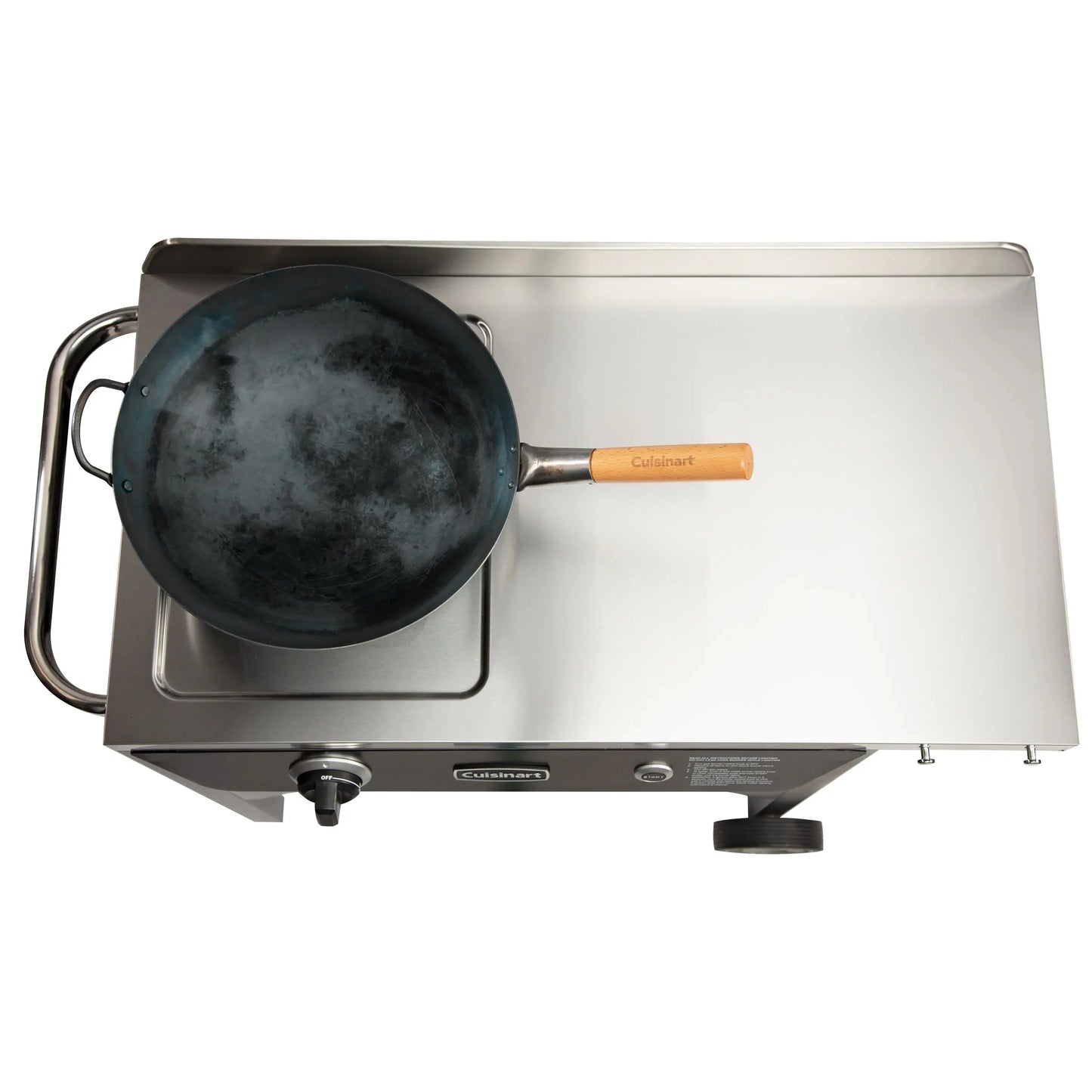 Cuisinart Outdoor Wok Station, 50,000 BTU Propane Outdoor Wok Burner w Prep Table, 14测 Carbon Steel Wok for Stir Fry, Searing, BBQ Black