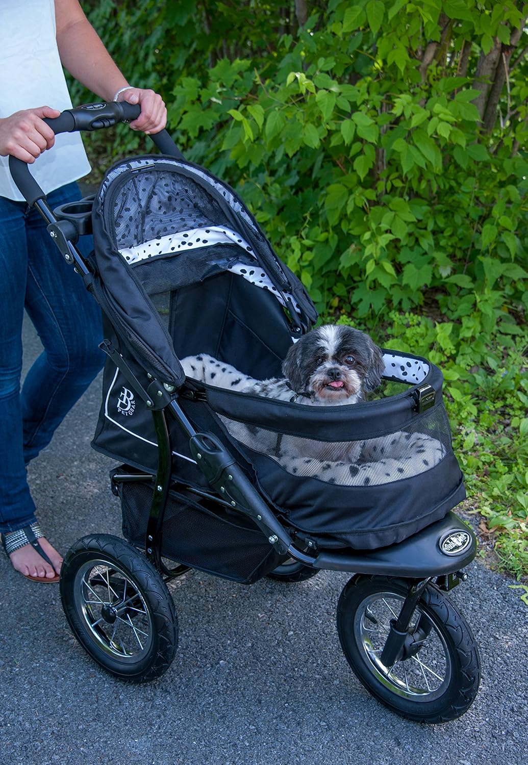 No-Zip NV Pet Stroller for Cats/Dogs Zipperless Entry Easy One-Hand Fold Gel-Filled Tires Plush Pad + Weather Cover Included 3 colors