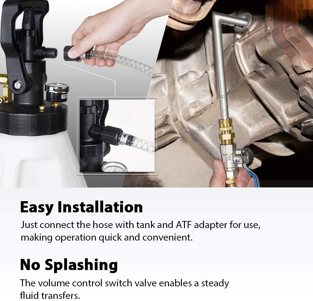 A1139HNUS Patented 12.5L Automatic Transmission Fluid Pump for ATF Filler System with 21 Pieces Taiwan-ATF Filling Adapters, Pneumatic and Manual Operation for Refilling Use