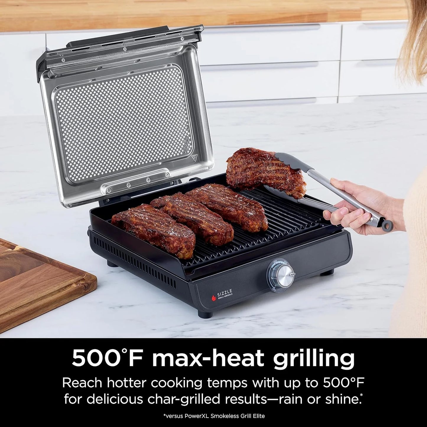 Ninja Griddle and Indoor Grill, 14锟? Electric Grill, For Steak, Burgers, Salmon, Veggies, and More, Pancake Griddle, Nonstick, Dishwasher Safe, 500F, Even Cooking, Silver, GR101
