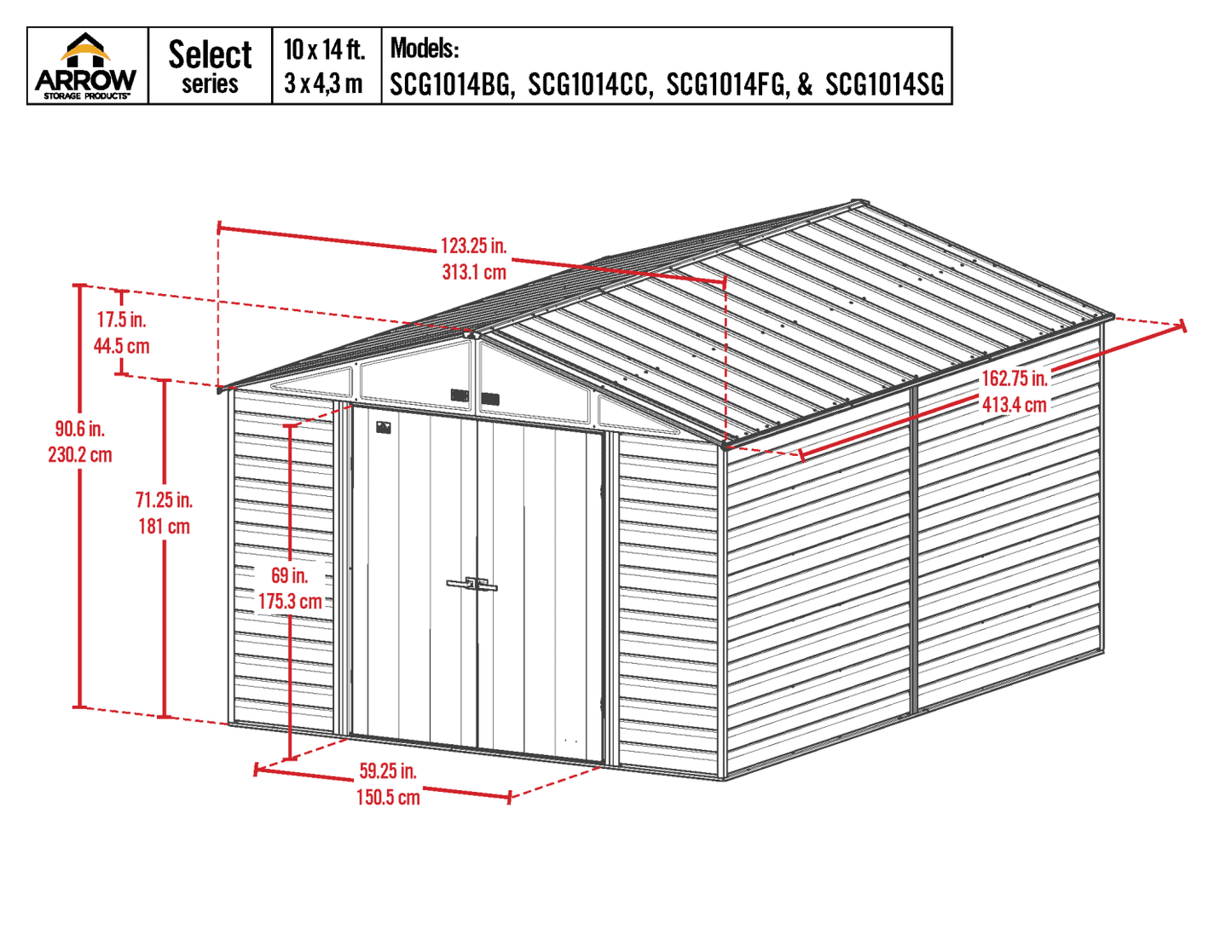 2025 Select Steel Storage Shed, 10x14, Blue Grey