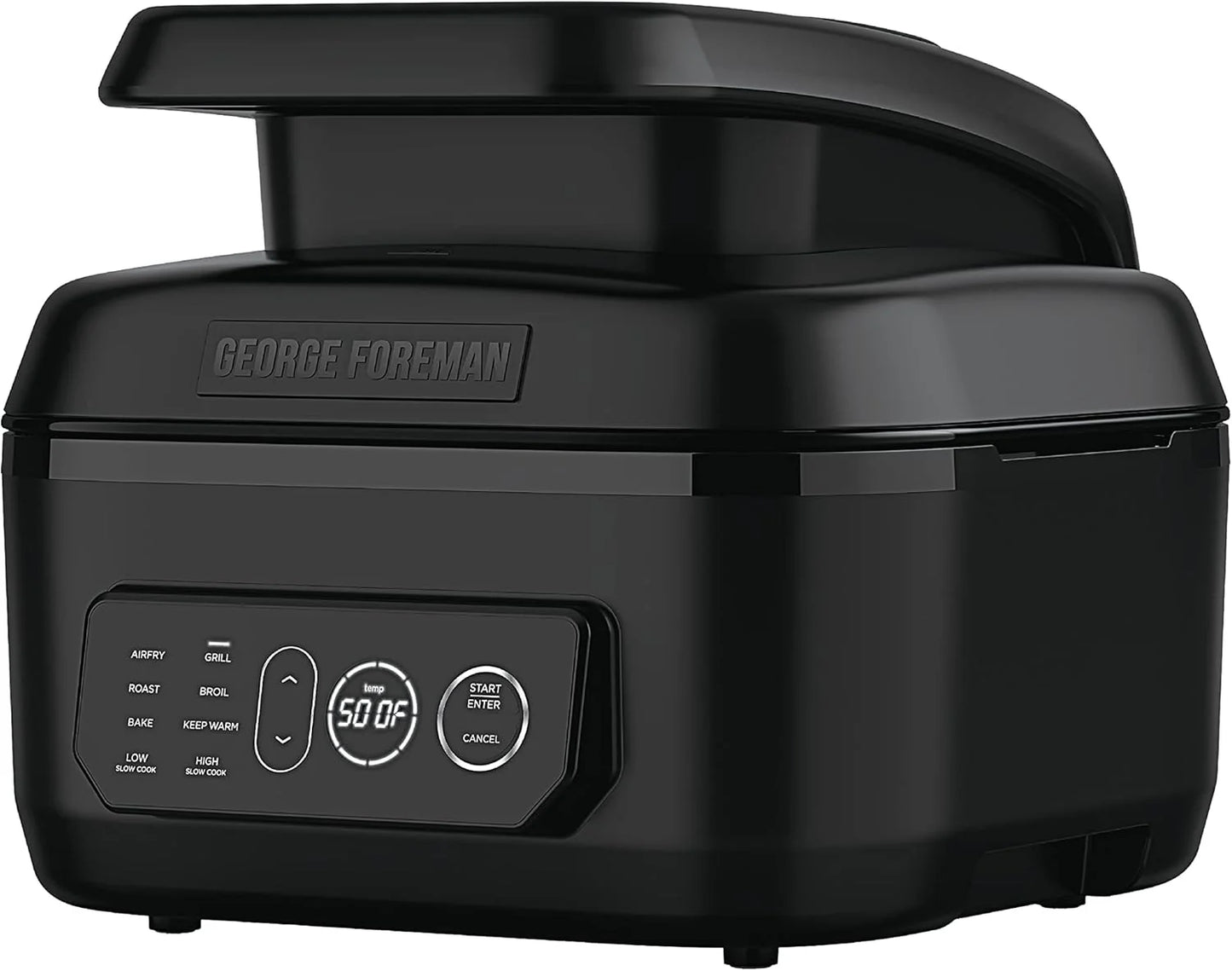 George Foreman Beyond Grill锟?7-in-1 Electric Indoor Grill with Air Fry Technology, MCAFD800D, Black, Large