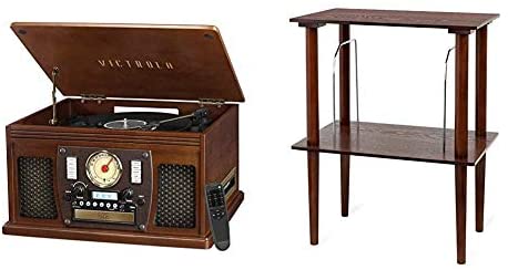 Victrola 8-in-1 Bluetooth Record Player & Multimedia Center, Built-in Stereo Speakers – Turntable, Wireless Music Streaming