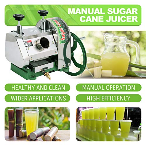 TRY YEAN Manual Sugarcane Juice Machine, Professional Stainless Steel Sugar Cane Juicer, 110LBS Output per Hour with 2 Inch Large Inlet Extractor, Handwheel Sugar Canes Squeezer for Commercial Home: Home &amp; Kitchen