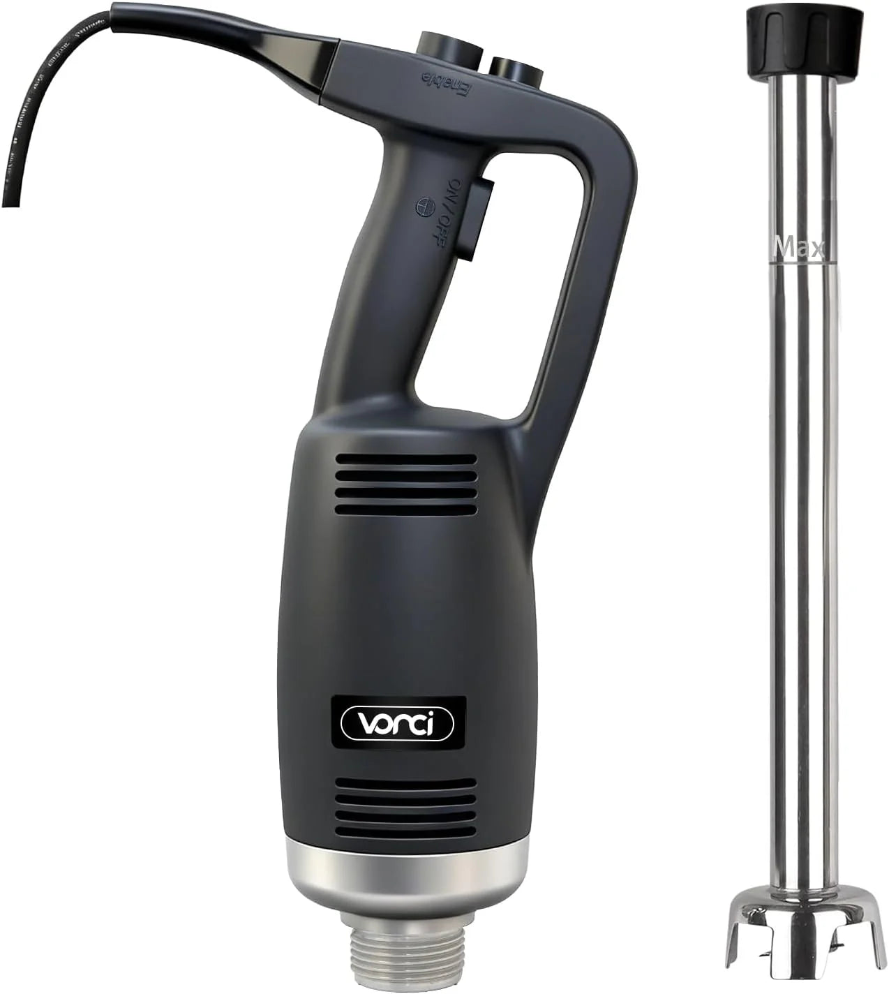 VONCI 500W Commercial Immersion Blender, 16" SUS 304 Removable Shaft, Heavy Duty Power Hand Mixer with Variable Speed 6000-20000RPM, Professional Electric Stick Blender for Restaurant Kitchen Use.