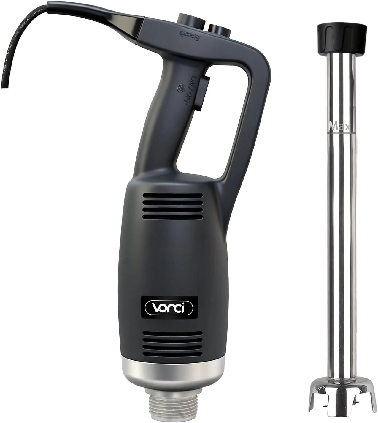 VONCI 500W Commercial Immersion Blender, 16" SUS 304 Removable Shaft, Heavy Duty Power Hand Mixer with Variable Speed 6000-20000RPM, Professional Electric Stick Blender for Restaurant Kitchen Use.