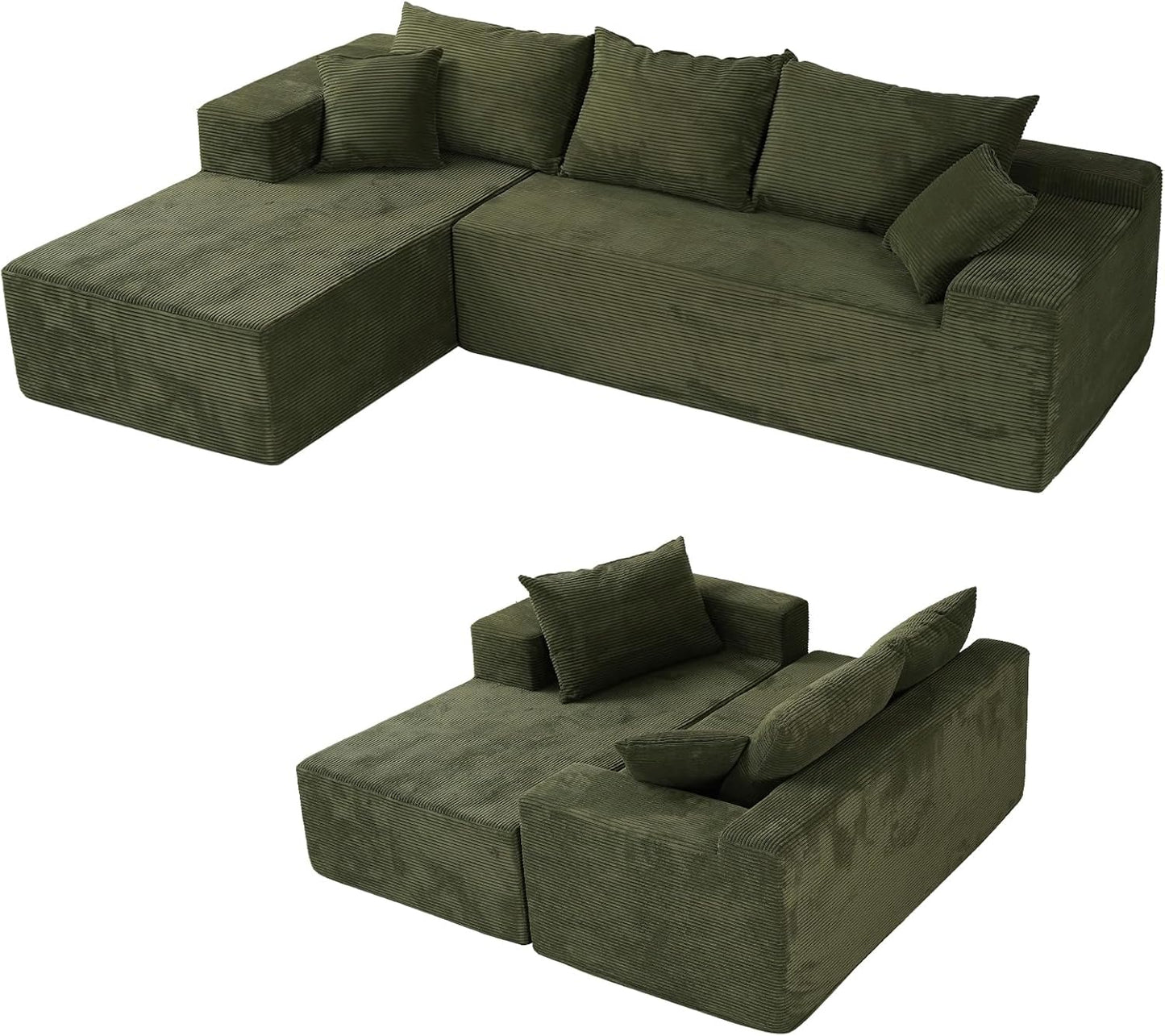 Cloud Sectional Couch with L-Shape Chaise,Modern Modular Sofa with Deep Seat, Upholstered Couches for Living Room Bedroom,No Assembly Required, Beige (Left Facing Chaise)