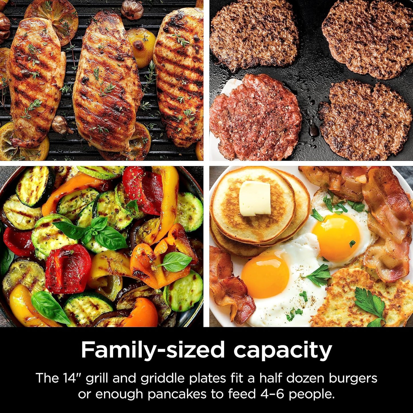 Ninja Griddle and Indoor Grill, 14锟? Electric Grill, For Steak, Burgers, Salmon, Veggies, and More, Pancake Griddle, Nonstick, Dishwasher Safe, 500F, Even Cooking, Silver, GR101
