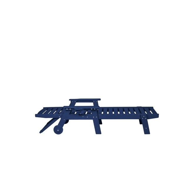 3-Piece Patio Set  2 Oversized Chaise Lounges (5-Position, Wheels, Cup Holder) + Side Table, All-Weather Wood Texture.