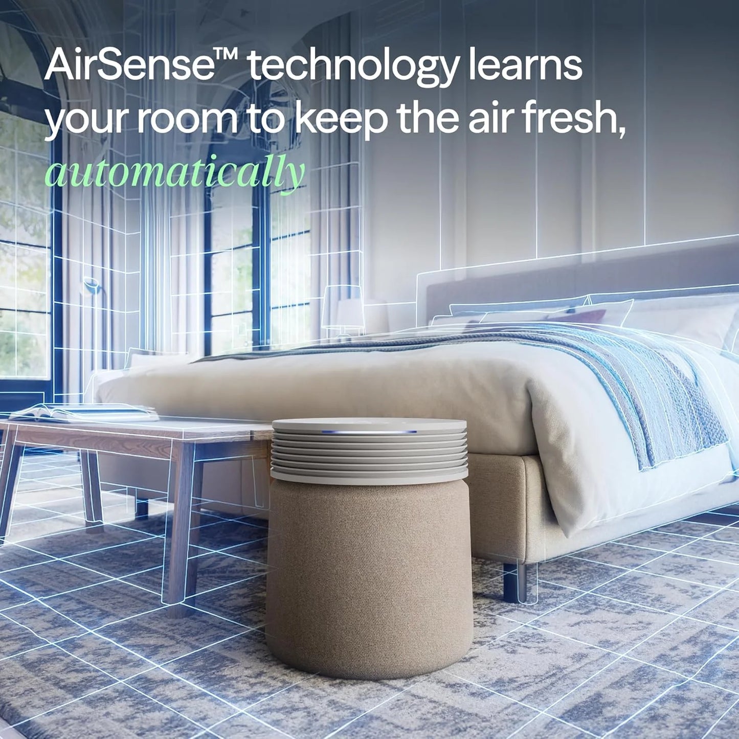 BLUEAIR Air Purifier for Large Rooms & Home - Odor Eliminating Cleans up to 3385 ft虏, HEPASilent, Smart WiFi, Auto Mode, Doubles as Table, Removes Dust, Smoke, Pet Hair, AHAM Verified, Blue Signature