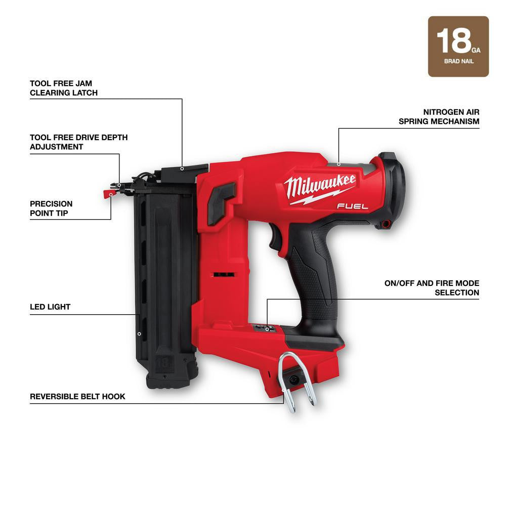 2025 Milwaukee M18 FUEL 18-Volt Lithium-Ion Brushless Cordless Combo Kit (10-Tool) W/(2) 5.0 Ah Batteries, (1) Charger, (2) Tool Bags