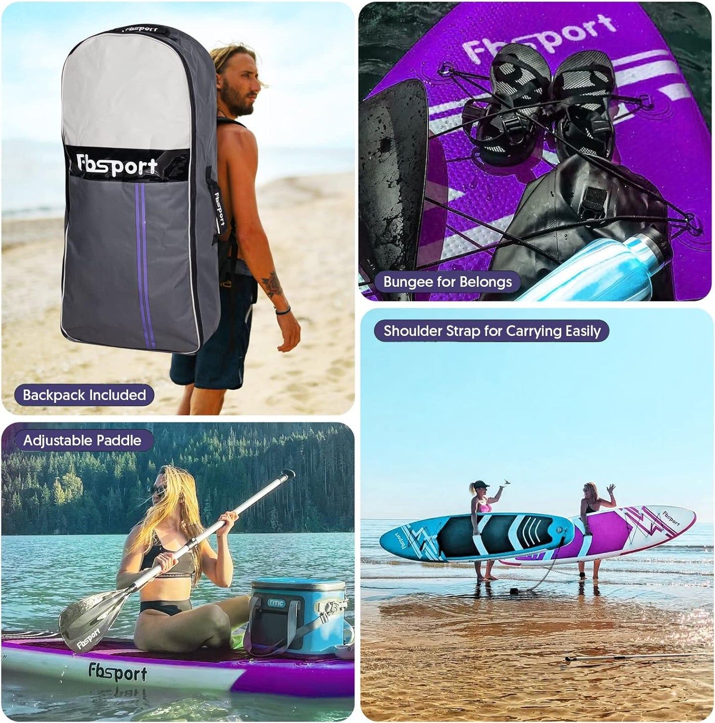 Premium Stand Up Paddle Board Yoga Board with Durable SUP Accessories & Carry Bag | Wide Stance Surf Control Non-Slip Deck Leash Paddle and Pump for Youth & Adult