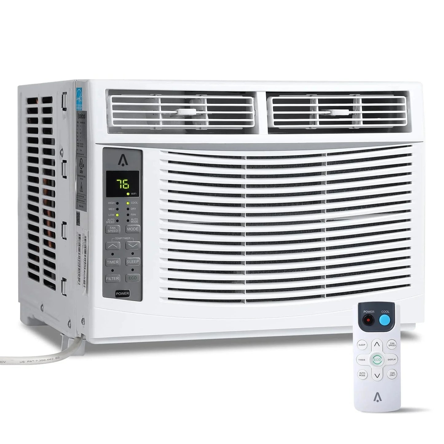 Window air conditioner with reusable filter and controls, 6000 BTU, 115 V~, suitable for rooms up to 250 square feet