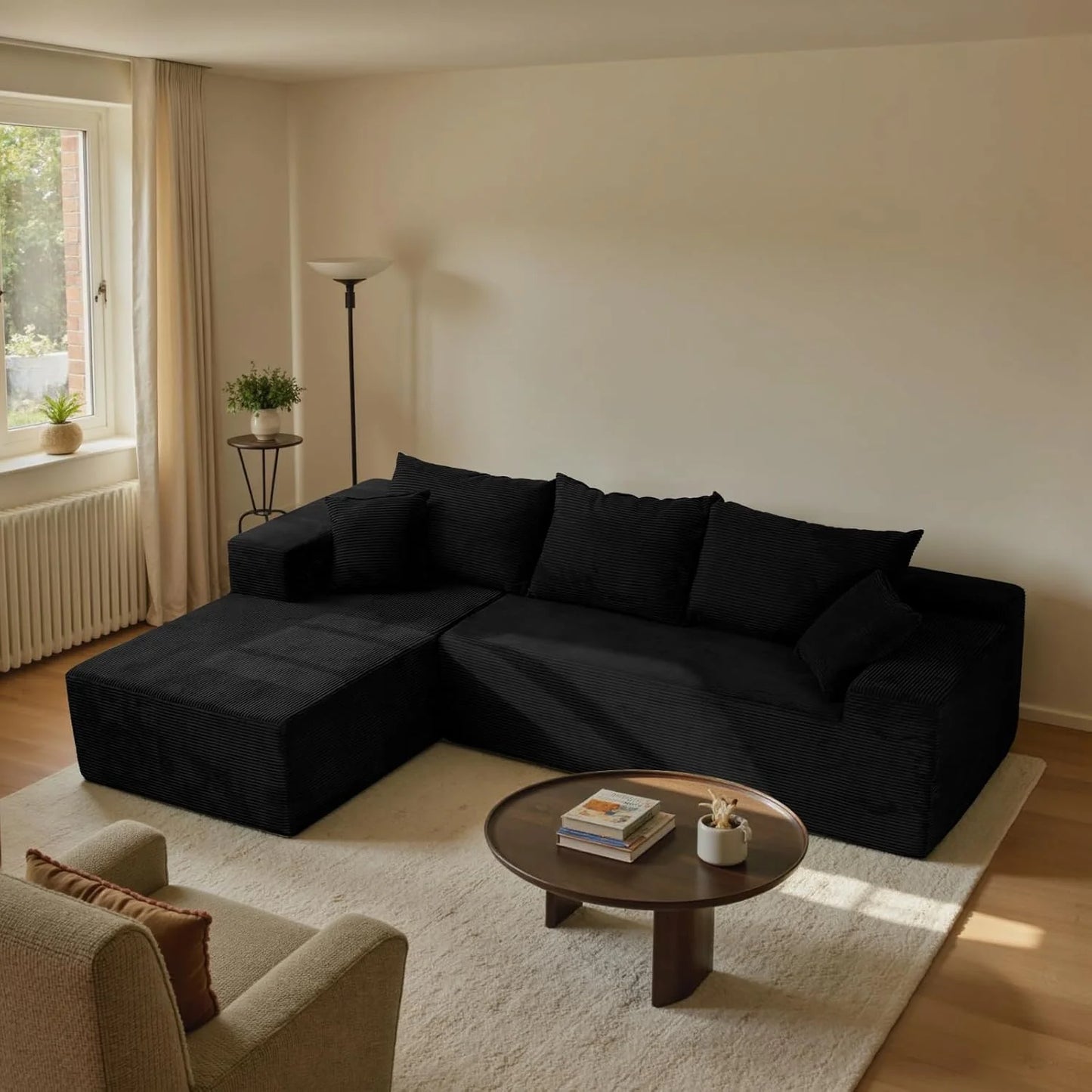 Cloud Sectional Couch with L-Shape Chaise,Modern Modular Sofa with Deep Seat, Upholstered Couches for Living Room Bedroom,No Assembly Required, Beige (Left Facing Chaise)