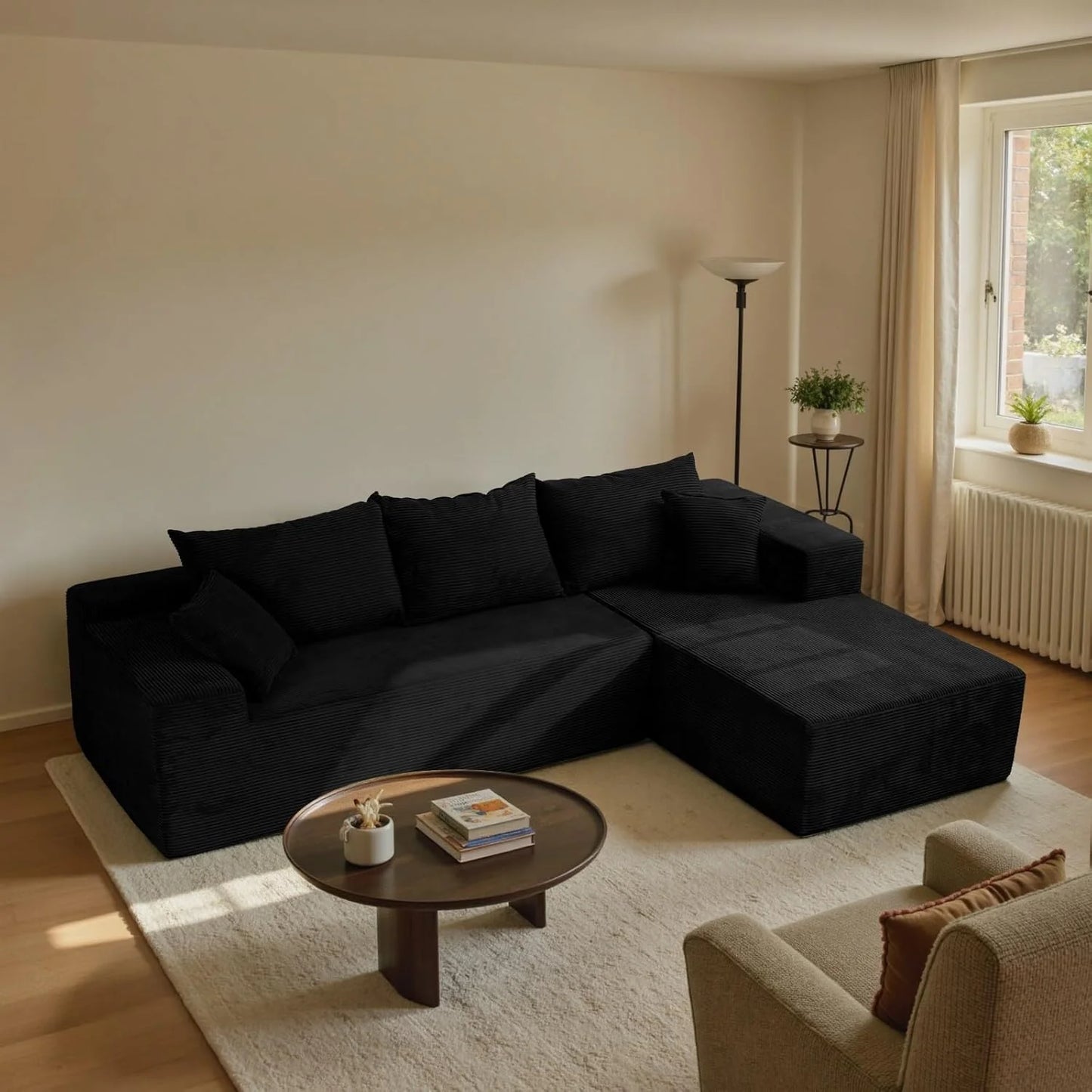 Cloud Sectional Couch with L-Shape Chaise,Modern Modular Sofa with Deep Seat, Upholstered Couches for Living Room Bedroom,No Assembly Required, Beige (Left Facing Chaise)