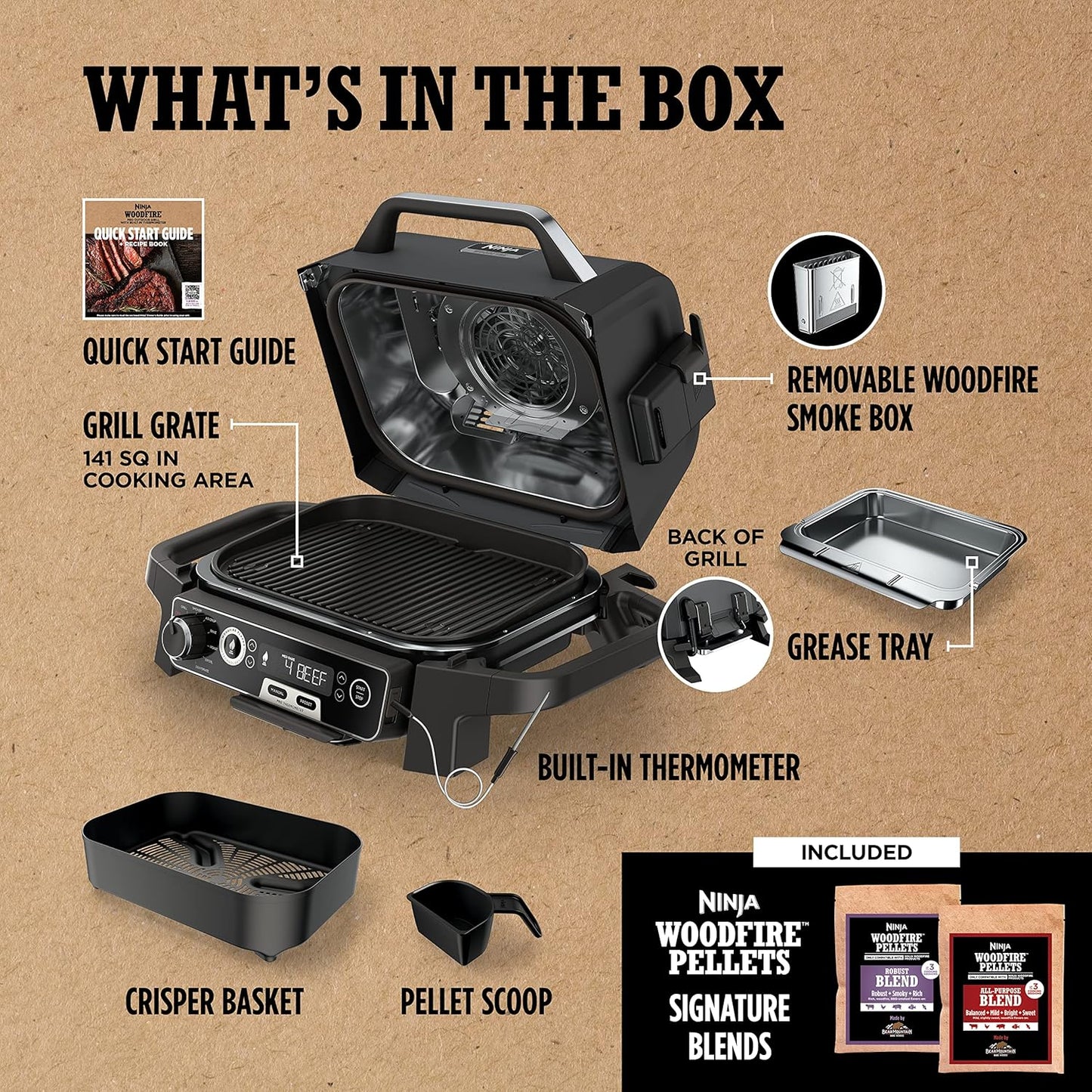 NINJA Woodfire Series 7-In-1 Portable Grill & Smoker