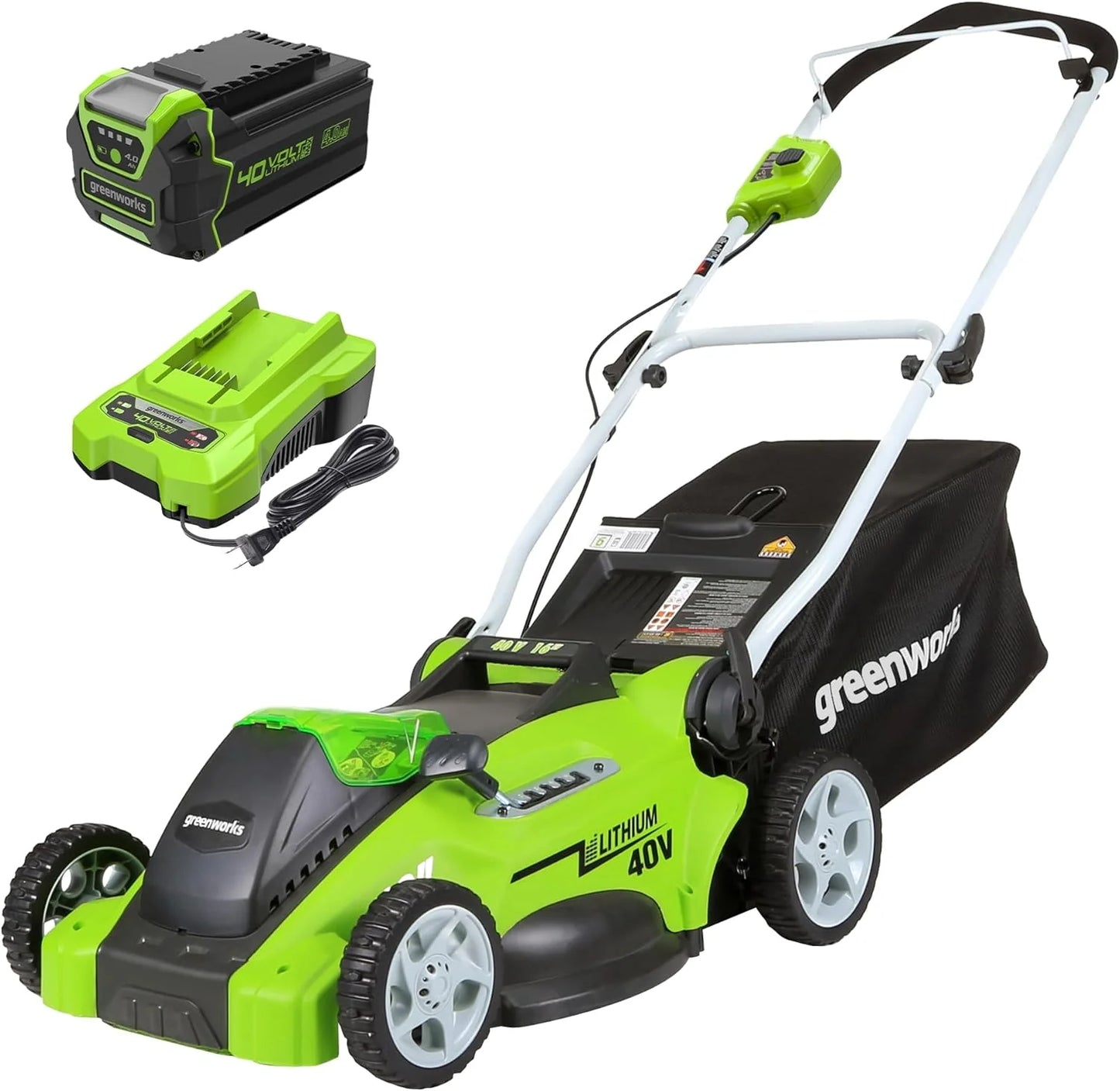 Greenworks 40V 16" Cordless Lawn Mower, Ultra-Light Push Mower with 4.0Ah Battery