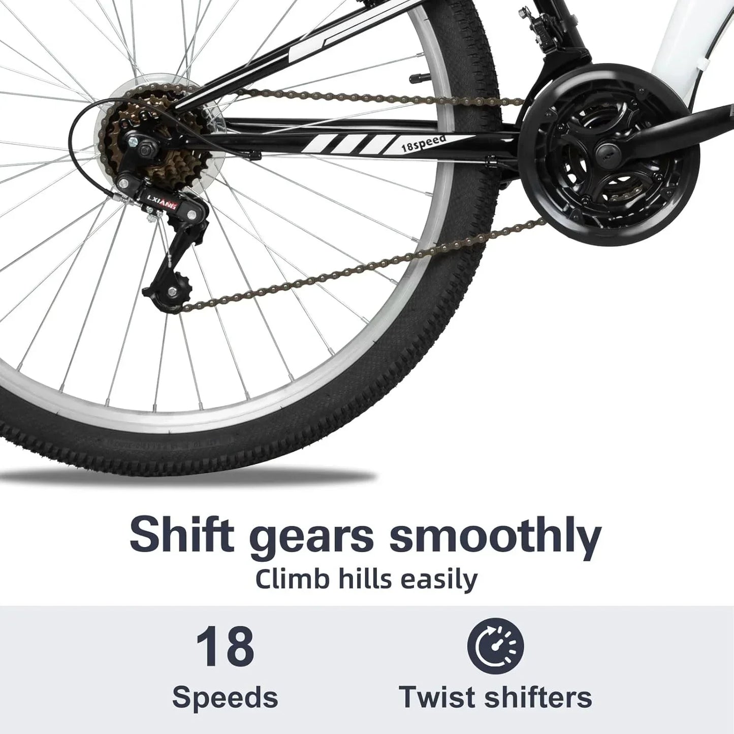 WEIZE Mountain Bike 26 27.5 inch Outdoor Hybrid Bikes 18-Speed High-Carbon Steel Full Suspension