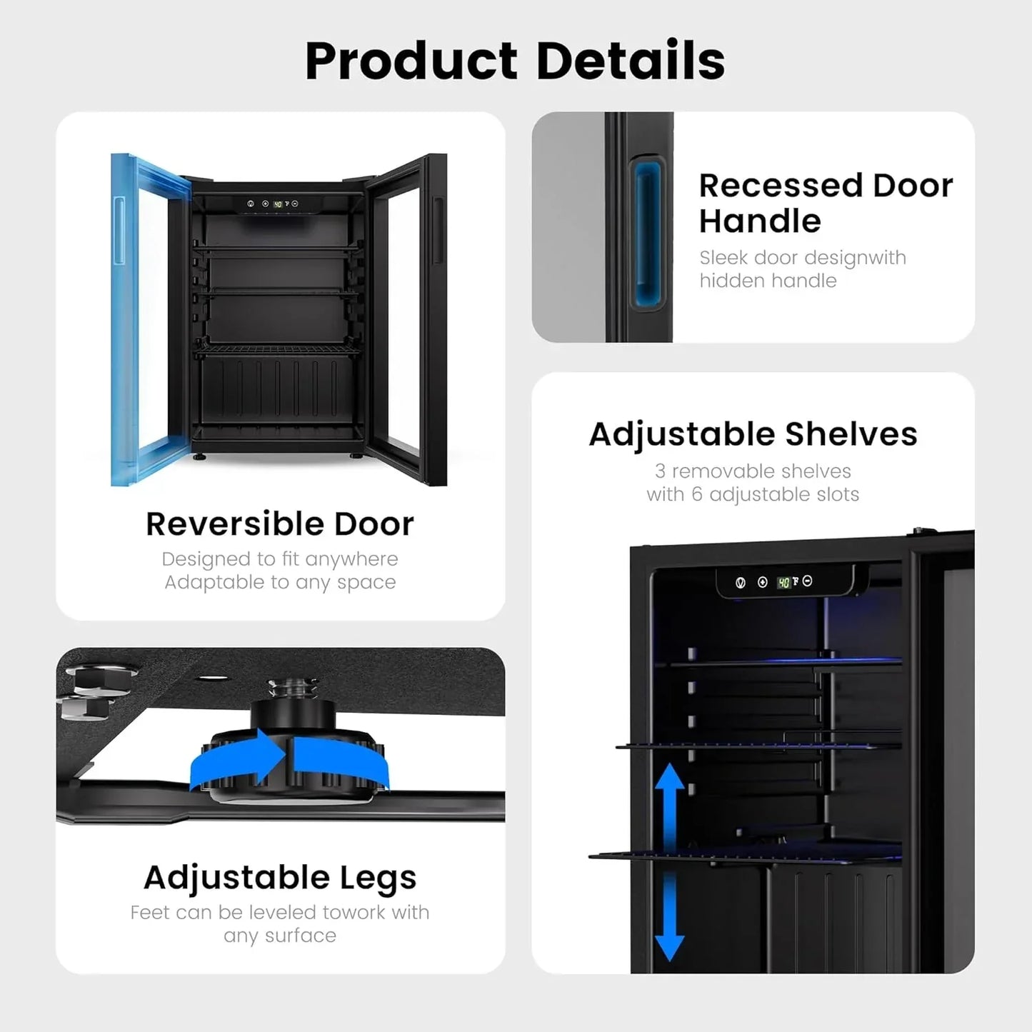Beverage Refrigerator Cooler 126 Can Mini Fridge Glass Door for Drinks Soda Beer Wine Refrigerator