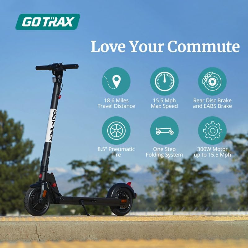 Adult Electric Scooter, 8.5 Inch Pneumatic Tires, Max Range 14/18 Miles, Max Speed 15.5/18 MPH, Powered by 300 Watt Motor, with Cruise Control Adult Folding Electric Scooter