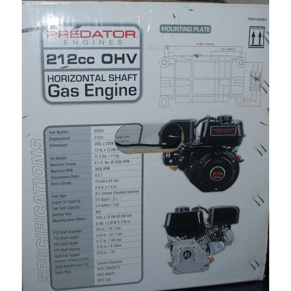 2025 Predator Horizontal Shaft Engine – 6.5 HP, 212cc