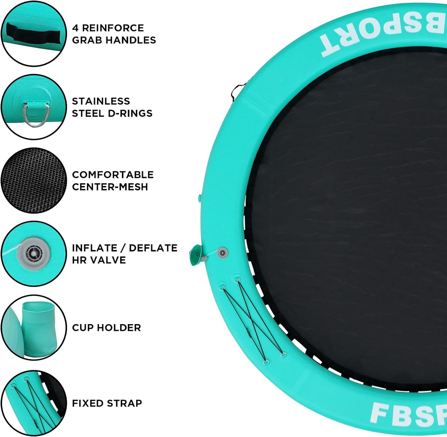 Inflatable Dock Floating Platform 8ft Inflatable Water Hammock Floating Deck for Lake W/Cupholder Round Floating Ring Float Ring Pool Float Raft Lounger Island Platform Pad
