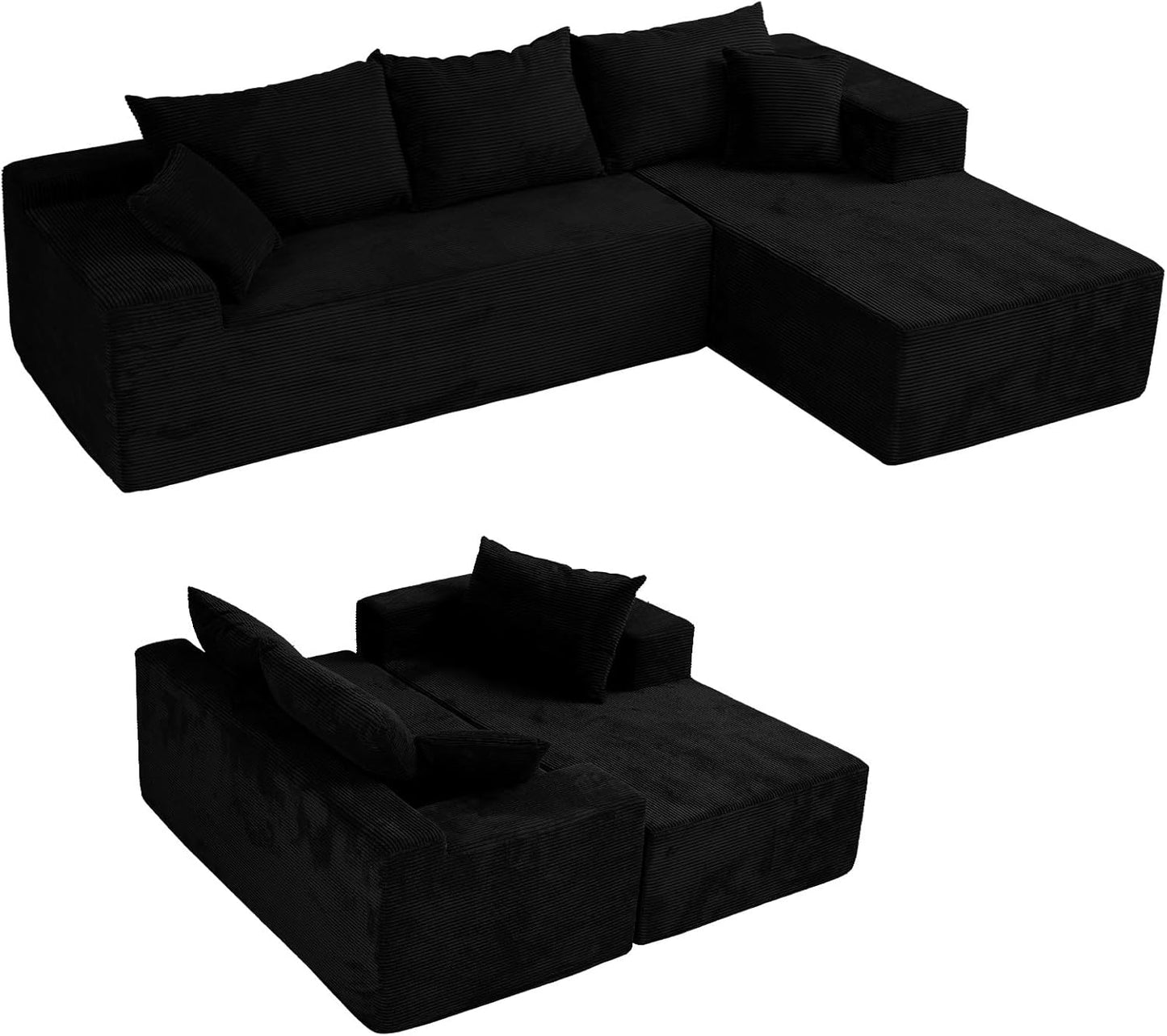 Cloud Sectional Couch with L-Shape Chaise,Modern Modular Sofa with Deep Seat, Upholstered Couches for Living Room Bedroom,No Assembly Required, Beige (Left Facing Chaise)