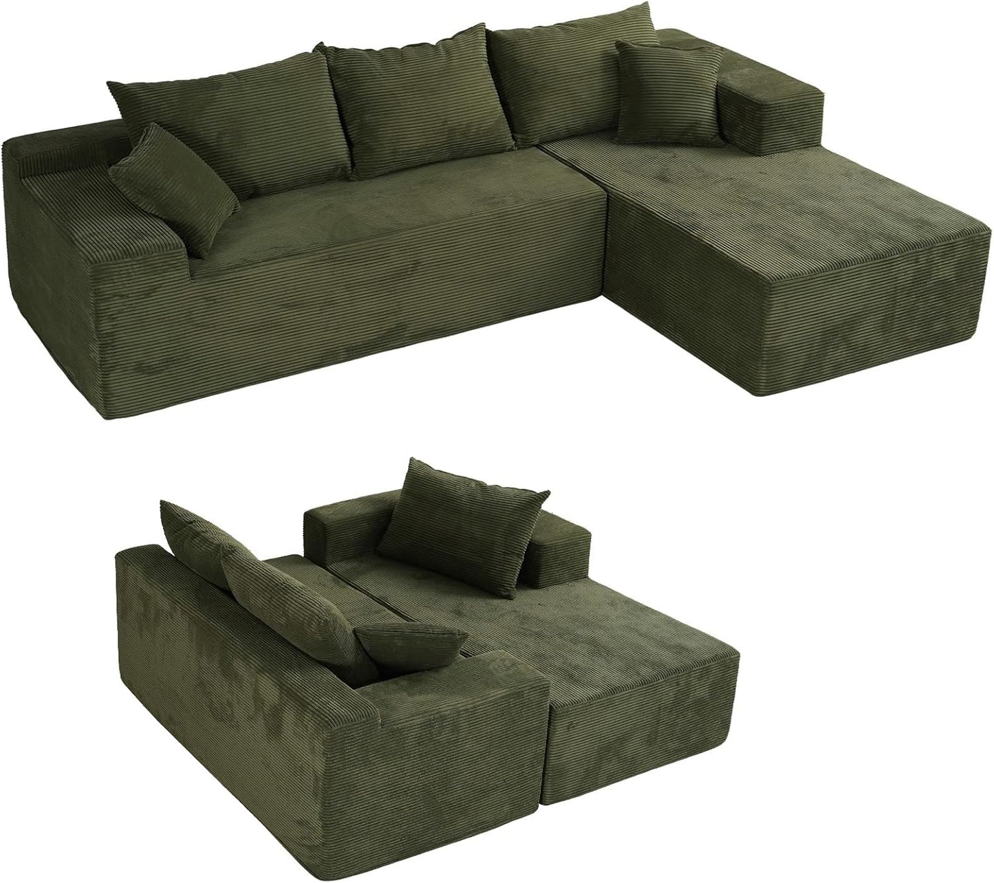 Cloud Sectional Couch with L-Shape Chaise,Modern Modular Sofa with Deep Seat, Upholstered Couches for Living Room Bedroom,No Assembly Required, Beige (Left Facing Chaise)