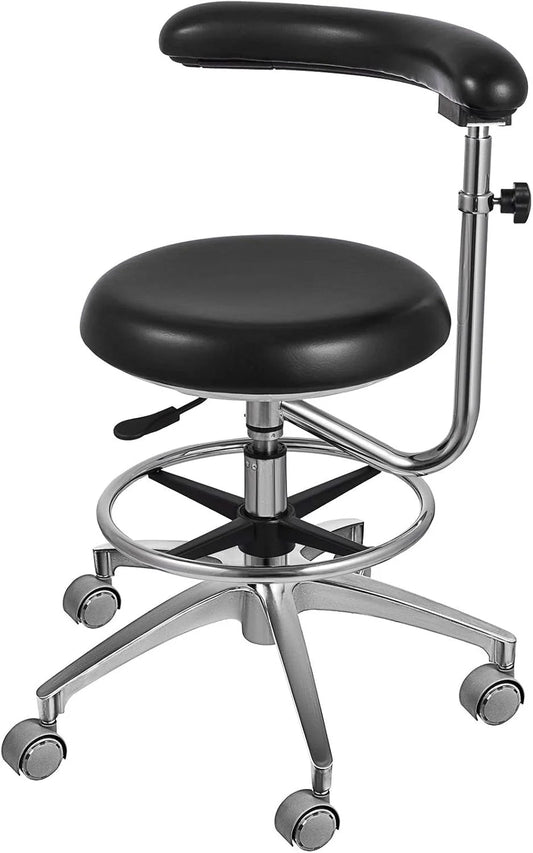 Medical Dental Stool Dentist Chair with 360 Degree Rotation Armrest PU Leather Assistant Stool Chair Height Adjustable Doctor Chair