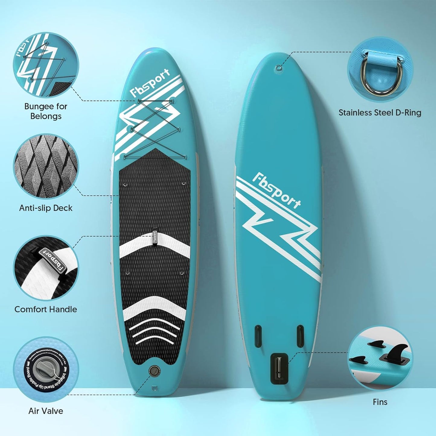 Premium Stand Up Paddle Board Yoga Board with Durable SUP Accessories & Carry Bag | Wide Stance Surf Control Non-Slip Deck Leash Paddle and Pump for Youth & Adult