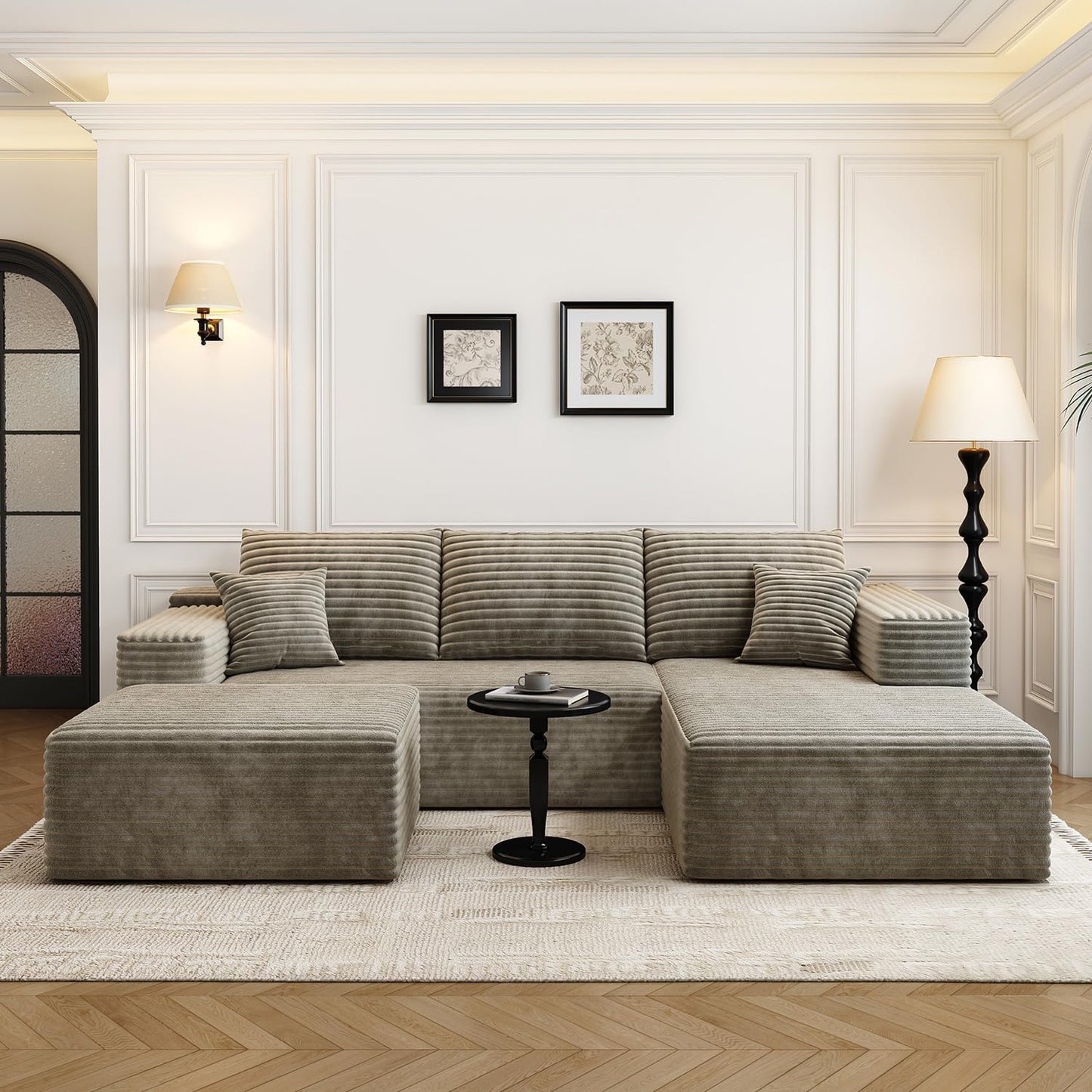 107.5" Cloud Modular Sectional Sofa Couch with L-Shape Chaise,Modern Minimalist Upholstered Couches for Living Room Bedroom,Deep Seat Corner Couch .No Assembly Required (Black,Left Facing Chaise)