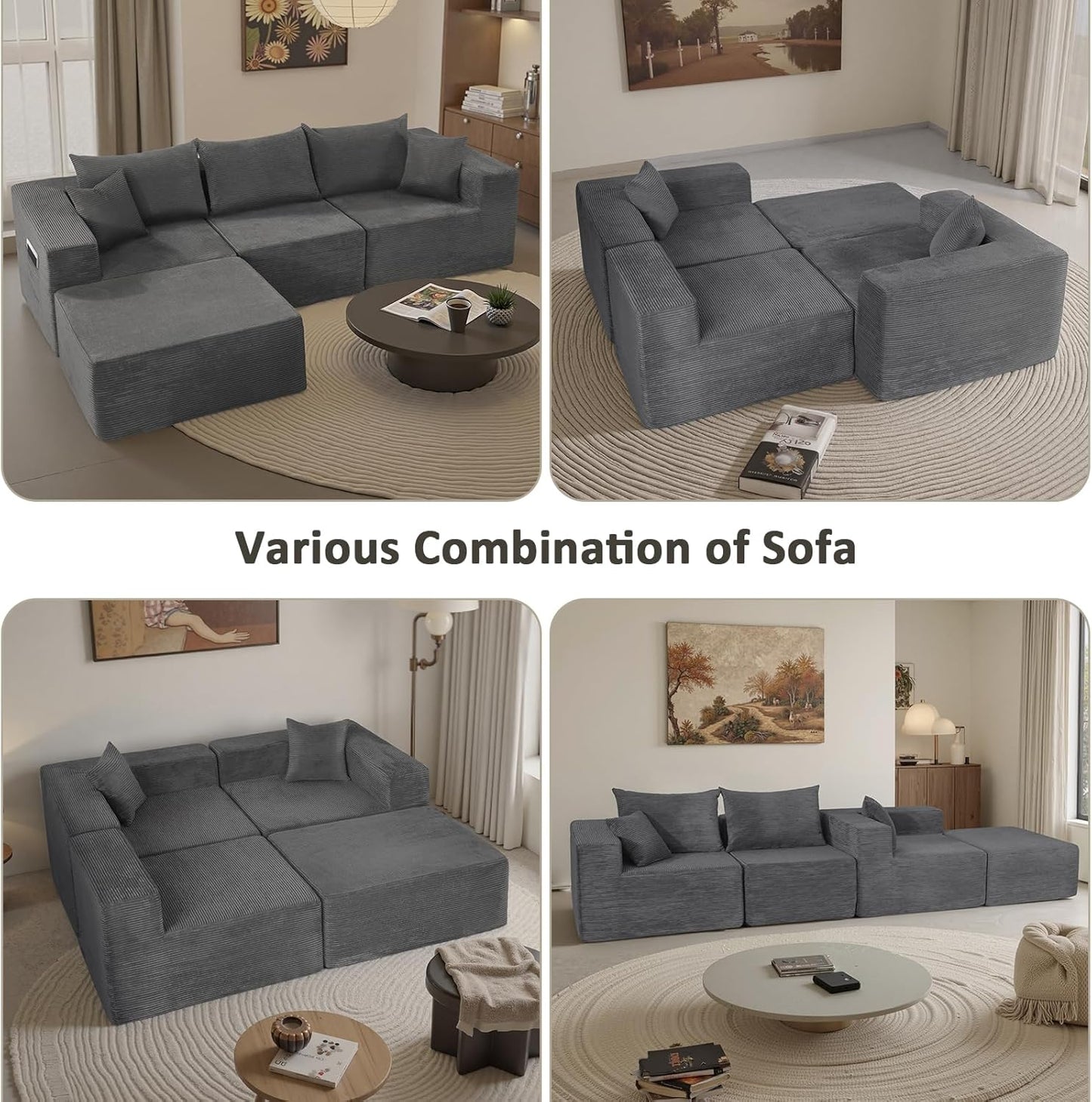 Cloud Sectional Couch with L-Shape Chaise,Modern Modular Sofa with Deep Seat, Upholstered Couches for Living Room Bedroom,No Assembly Required, Beige (Left Facing Chaise)