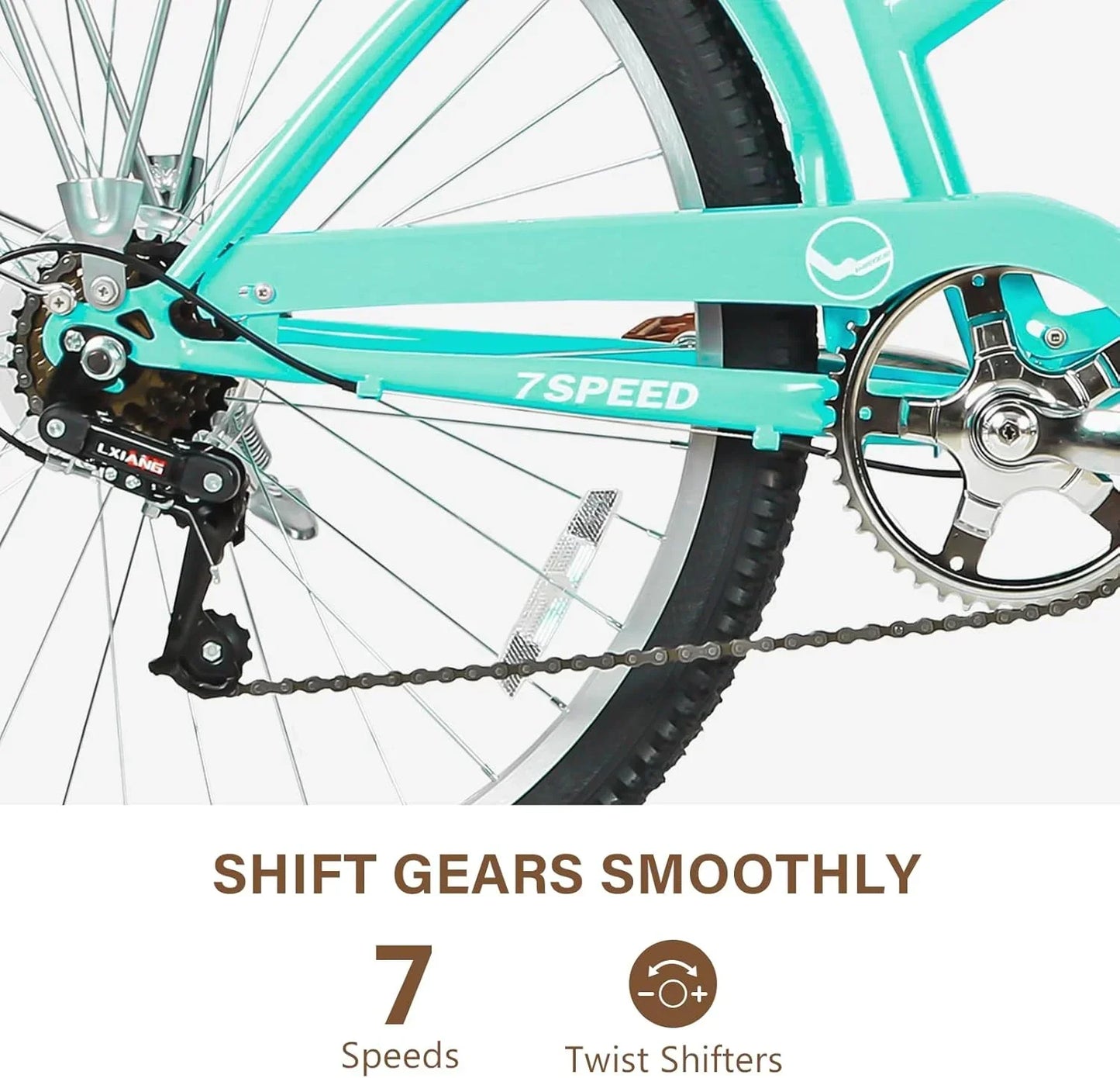 WEIZE Beach Cruiser Bike 26 inch Commuter Bicycle for Adult Men and Women 7-Speed/High-Carbon