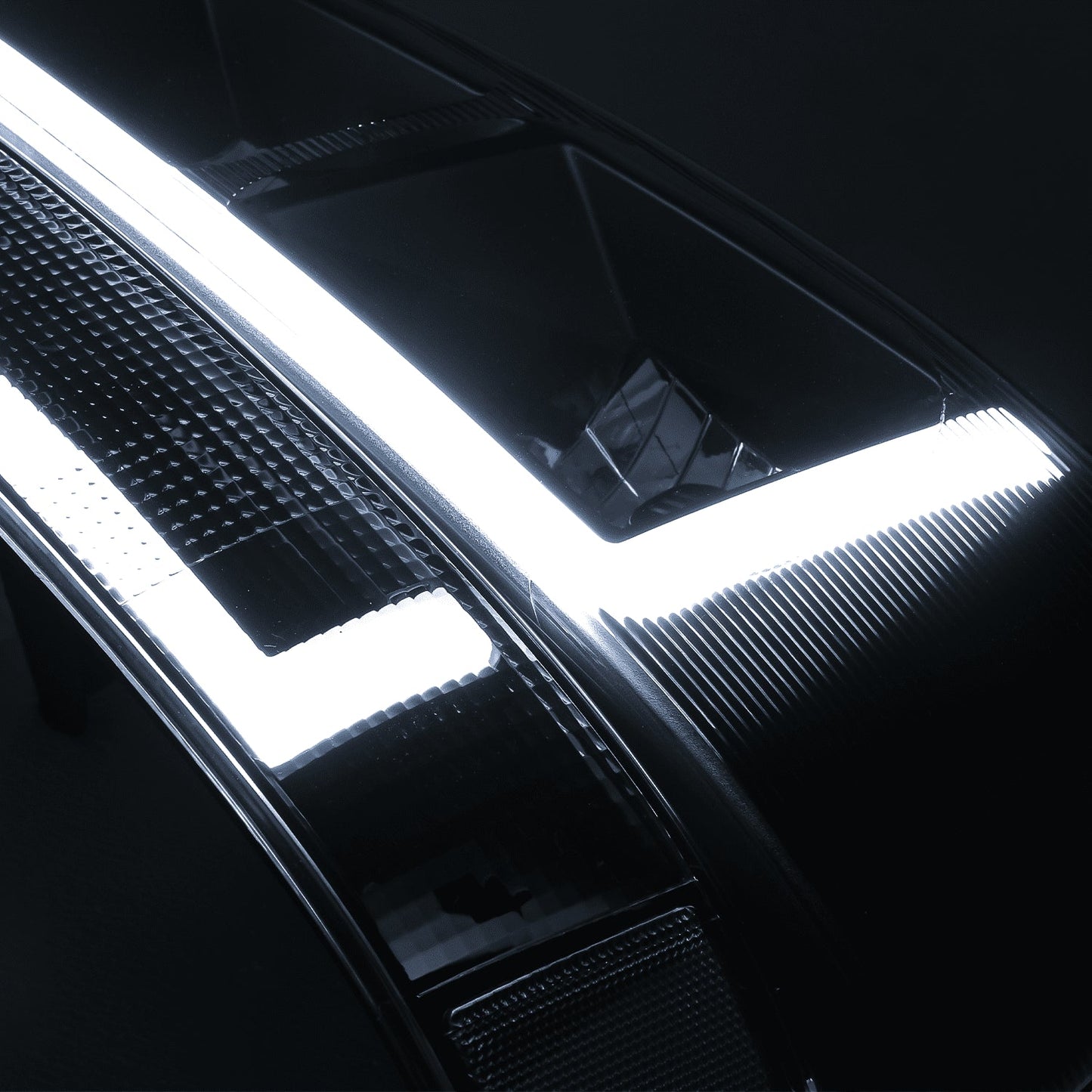 A set of 4 LED running light bars L+R black headlights + bumper signals for 2003-2014 Chevrolet Express 1500,2003-2023 Chevrolet Express 2500