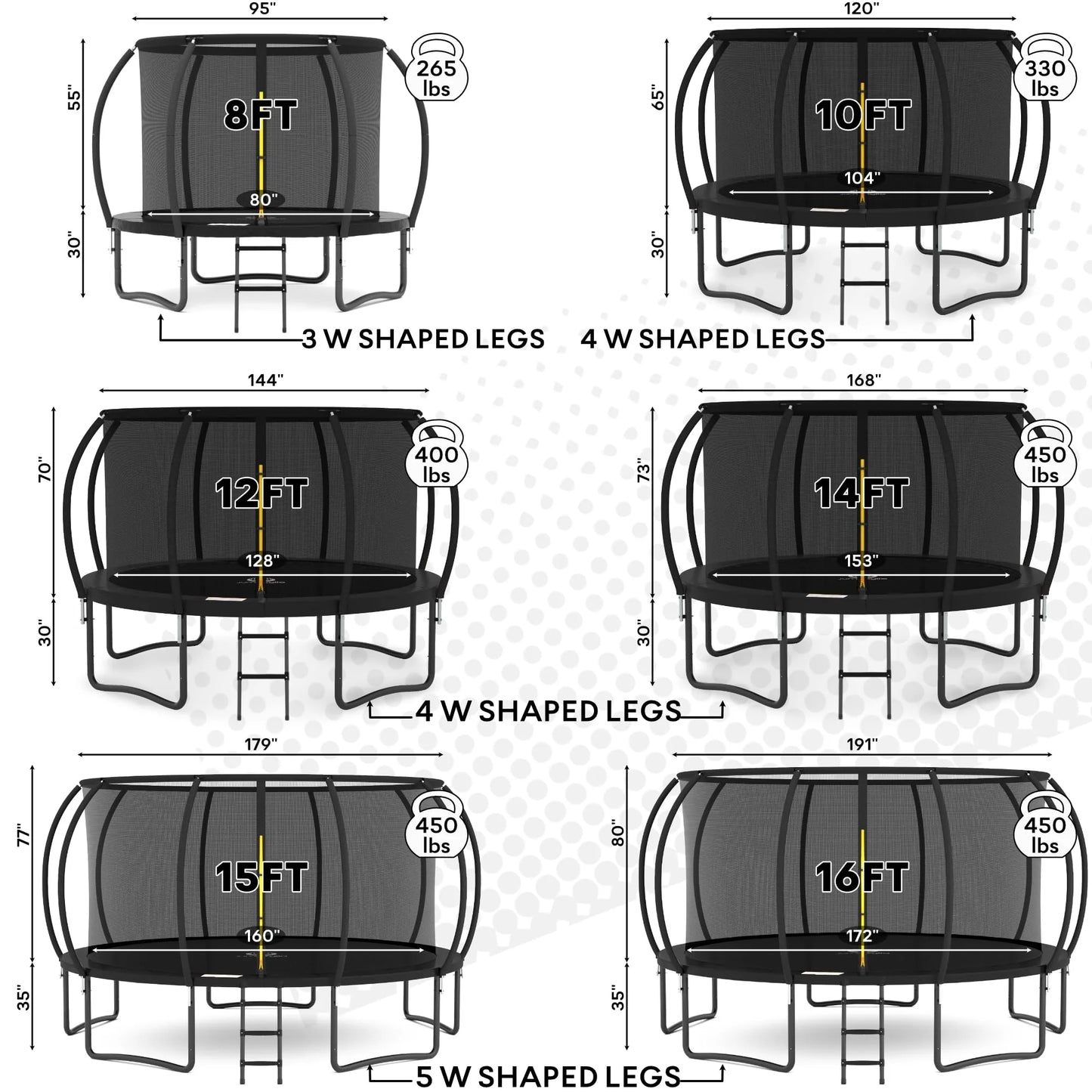 JUMPZYLLA 8FT Trampoline Outdoor with Enclosure for Kids