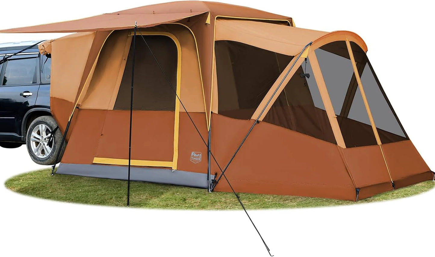 TIMBER RIDGE 5-9 Person SUV Tent with Screen Porch and Awning for Family Camping, Weather Resistant and Portable Van or Car Tent, Includes Rainfly and Storage Bag, 13' W X 10' L X 7.1' H