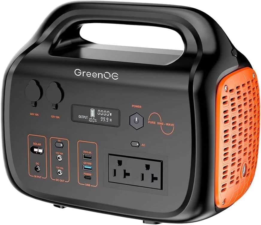 GreenOE Portable Power Station 1000W 1024Wh Solar Powered Generator with 100W Solar Panel, Camping Power Bank for Outdoors Travel Hunting Home Lithium Battery Backup