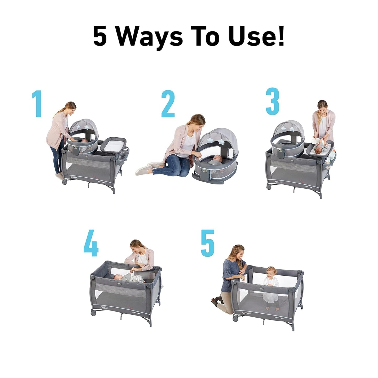 Graco Pack 'n Play Close2Baby Bassinet Playard Features Portable Bassinet Diaper Changer and More Derby
