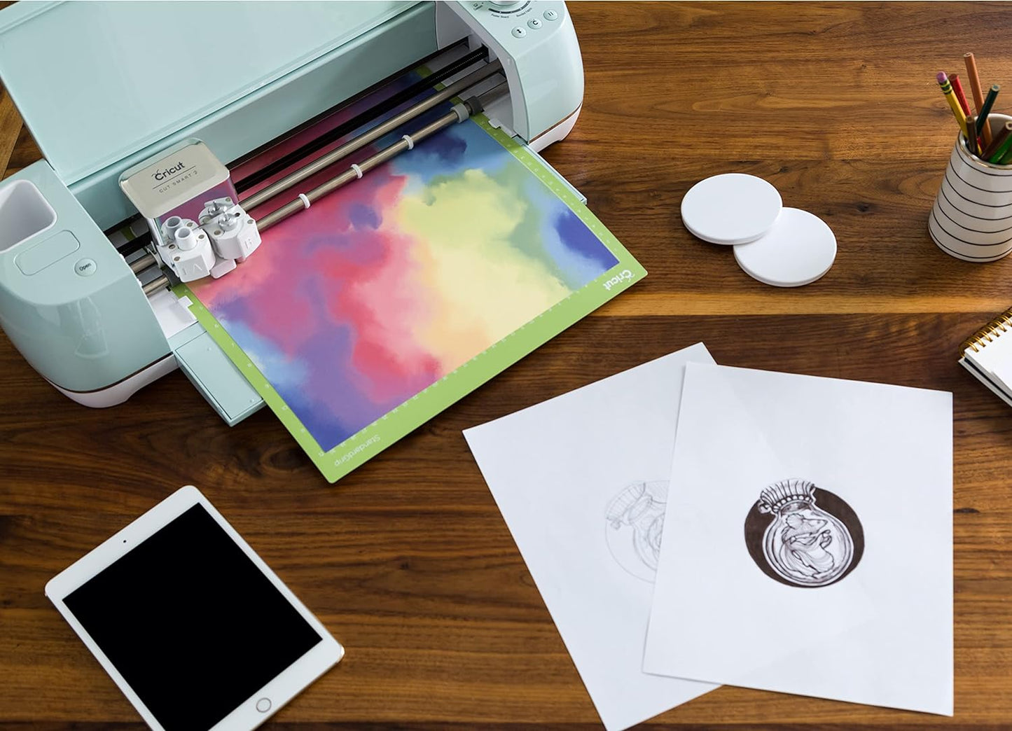 9x9 with Infusible Ink Sheets & Pens, Coasters and 20x16 Heat Mat Bundle - Beginner DIY Project Kit for Home Decor Projects and Custom Apparel, Iron Pressing