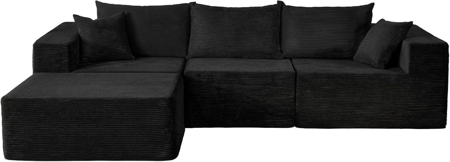 Cloud Sectional Couch with L-Shape Chaise,Modern Modular Sofa with Deep Seat, Upholstered Couches for Living Room Bedroom,No Assembly Required, Beige (Left Facing Chaise)