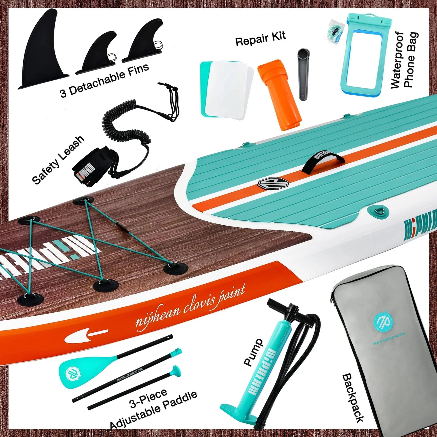 Niphean Inflatable Stand Up Paddle Board with SUP Accessories