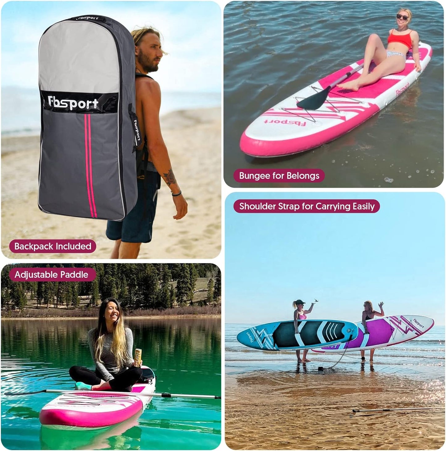 Premium Stand Up Paddle Board Yoga Board with Durable SUP Accessories & Carry Bag | Wide Stance Surf Control Non-Slip Deck Leash Paddle and Pump for Youth & Adult