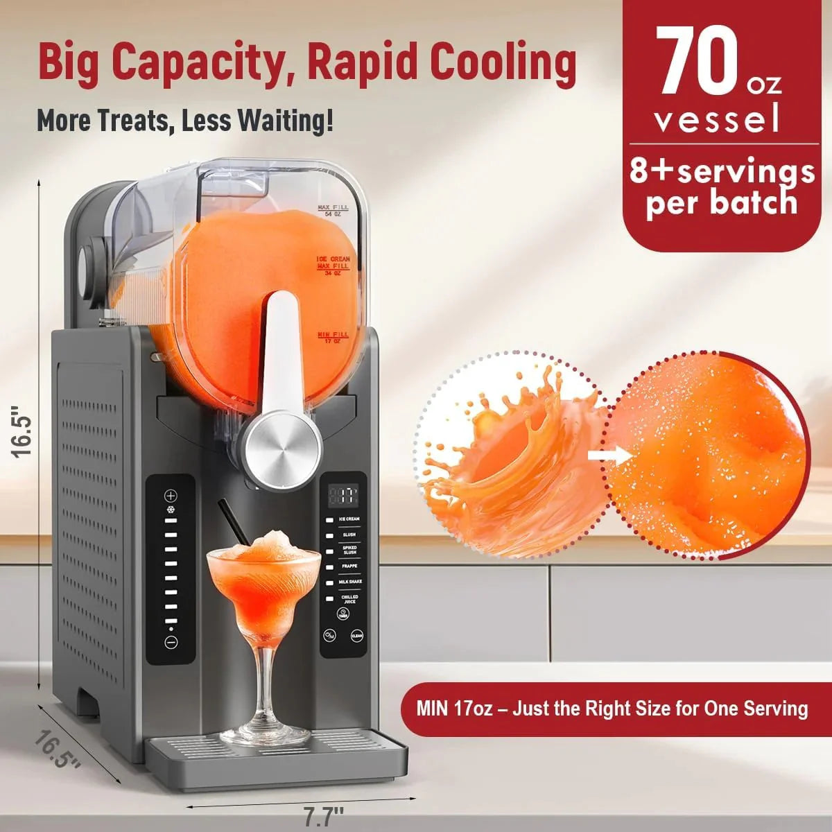 Slushie Machine: No Ice Needed All-in-One Slushy Maker for Home, Real-Time Temp Display, Auto-Clean, 6 Preset | Frozen Margaritas, Cocktails, Frapps, Ice Cream, Smoothies, Milkshakes,Summer Parties